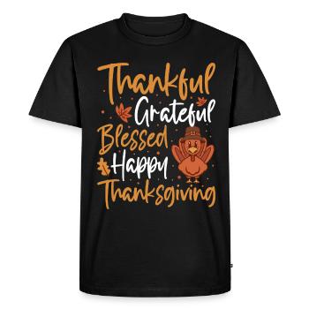Trruthahn Thanksgiving Funny Design - Men's Premium Organic T-Shirt - black - Front - Nico (187cm)