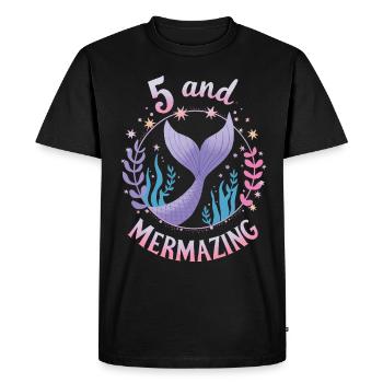 Fille Sirène 5 ans pour l’anniversaire - T-shirt Premium bio Homme - noir - Devant - Nico (187cm)