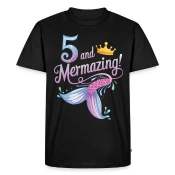 Fille Sirène 5 ans pour l’anniversaire - T-shirt Premium bio Homme - noir - Devant - Nico (187cm)