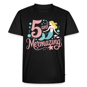 Fille Sirène 5 ans pour l’anniversaire - T-shirt Premium bio Homme - noir - Devant - Nico (187cm)