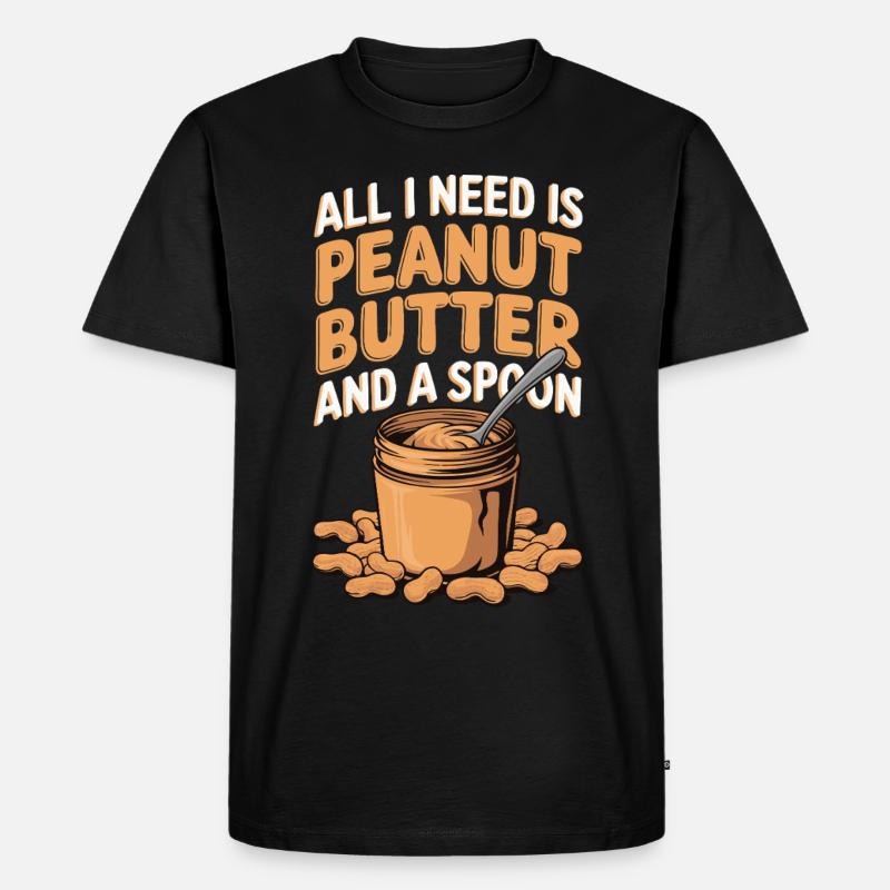 Erdnussbutter Erdnussbodybuilder - Männer Premium Bio T-Shirt - Schwarz
