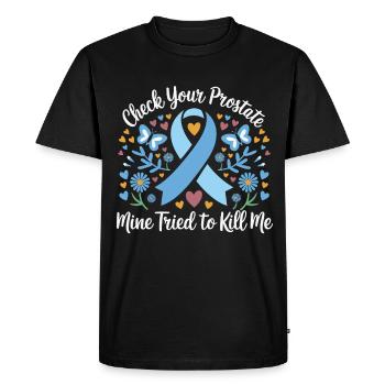 Vérifier votre cancer de la prostate - T-shirt Premium bio Homme - noir - Devant - Nico (187cm)