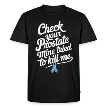 Vérifier votre cancer de la prostate - T-shirt Premium bio Homme - noir - Devant - Nico (187cm)