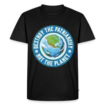 Le patriarcat ne détruit-il pas la planète - T-shirt Premium bio Homme - noir - Devant - Nico (187cm)