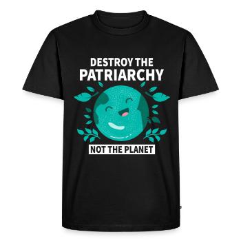 Le patriarcat ne détruit-il pas la planète - T-shirt Premium bio Homme - noir - Devant - Nico (187cm)