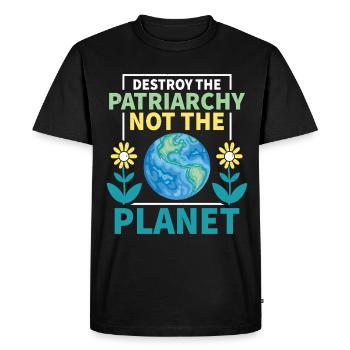 Le patriarcat ne détruit-il pas la planète - T-shirt Premium bio Homme - noir - Devant - Nico (187cm)