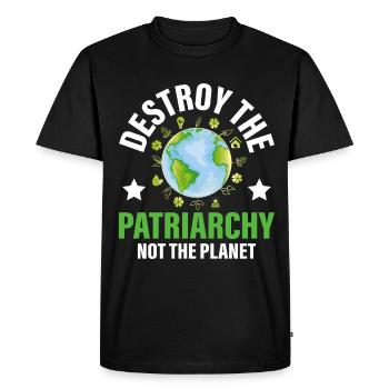 Le patriarcat ne détruit-il pas la planète - T-shirt Premium bio Homme - noir - Devant - Nico (187cm)