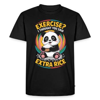 panda bear said extra rice - Men's Premium Organic T-Shirt - black - Front - Nico (187cm)