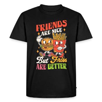 Mais les frites sont de meilleures pommes de terre frites - T-shirt Premium bio Homme - noir - Devant - Nico (187cm)