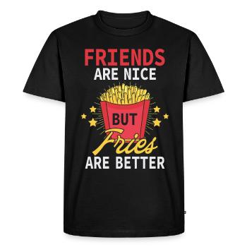 Mais les frites sont de meilleures pommes de terre frites - T-shirt Premium bio Homme - noir - Devant - Nico (187cm)