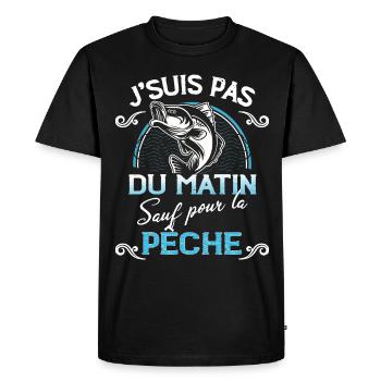 Sauf Pour La Pêche Citation Papa Pêcheur - T-shirt Premium bio Homme - noir - Devant - Nico (187cm)