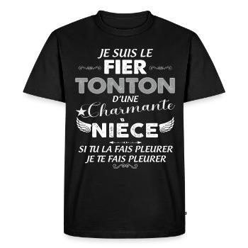 Uncle of charming niece humor man - Men's Premium Organic T-Shirt - black - Front - Nico (187cm)