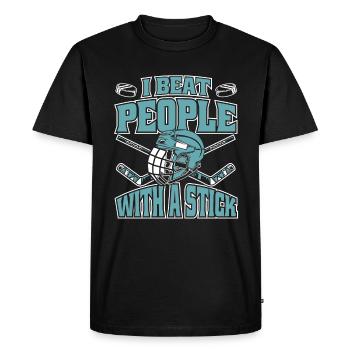Sports de hockey sur glace - T-shirt Premium bio Homme - noir - Devant - Nico (187cm)
