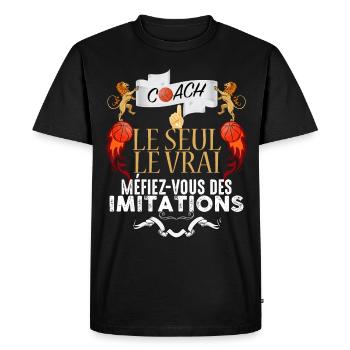Coach le Seul Le Vrai Cadeau Basket Basketteur - T-shirt Premium bio Homme - noir - Devant - Nico (187cm)
