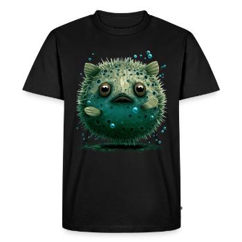 Puffer fish puffer fish Fish Ocean animal - Men's Premium Organic T-Shirt - black - Front - Nico (187cm)