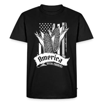Maize Corncob Farmer - Men's Premium Organic T-Shirt - black - Front - Nico (187cm)