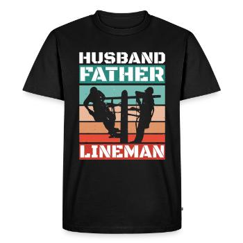 Lineman Electric Cable Power Pole Electrician - Men's Premium Organic T-Shirt - black - Front - Nico (187cm)