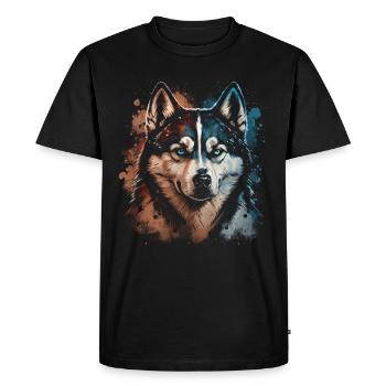 Chien Husky Sibérien - T-shirt Premium bio Homme - noir - Devant - Nico (187cm)