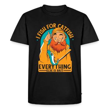 Poisson-chat Poisson-chat Pêche au poisson-chat - T-shirt Premium bio Homme - noir - Devant - Nico (187cm)