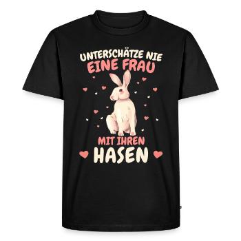 Hase Hasen Kaninchen Haustier - Männer Premium Bio T-Shirt - Schwarz - Vorne - Nico (187cm)