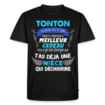 Tonton Et Nièce Qui Déchire Super Cadeau Humour - T-shirt Premium bio Homme - noir - Devant - Nico (187cm)