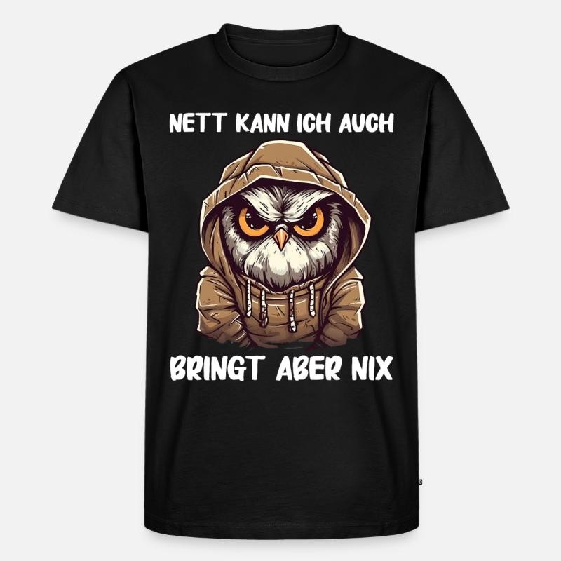 Nachteule Eule Eulen Vogel - Männer Premium Bio T-Shirt - Schwarz