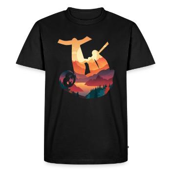 Faultier Faultiere Tier Schlafen Faul - Männer Premium Bio T-Shirt - Schwarz - Vorne - Nico (187cm)