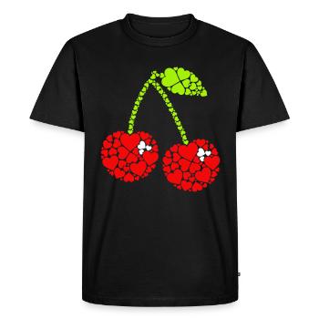 Cerise Fruit Cerises Cerise - T-shirt Premium bio Homme - noir - Devant - Nico (187cm)