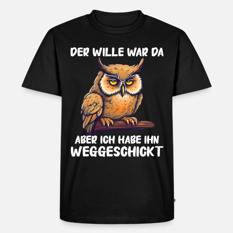 Nachteule Eule Eulen Vogel - Männer Premium Bio T-Shirt - Schwarz