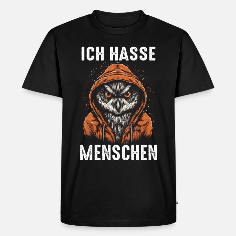 Nachteule Eule Eulen Vogel - Männer Premium Bio T-Shirt - Schwarz