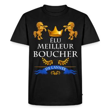 Elu meilleur boucher de l'année - T-shirt Premium bio Homme - noir - Devant - Nico (187cm)