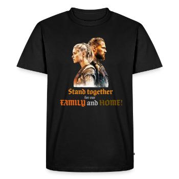 Viking couple stands close together and fights! - Men's Premium Organic T-Shirt - black - Front - Nico (187cm)