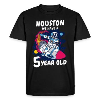 Cadeau 5 ans anniversaire garçon ou fille - T-shirt Premium bio Homme - noir - Devant - Nico (187cm)