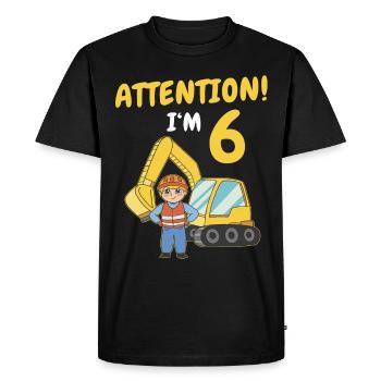 Cadeau 6 ans anniversaire garçon ou fille - T-shirt Premium bio Homme - noir - Devant - Nico (187cm)