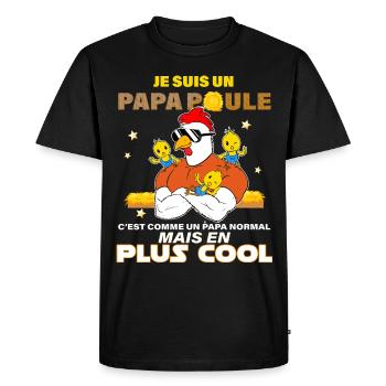 Papa Poule De 3 Poussins Enfants Cadeau Père - T-shirt Premium bio Homme - noir - Devant - Nico (187cm)