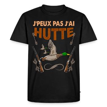 Chasseur De Canard. Je Peux Pas j'ai Hutte - T-shirt Premium bio Homme - noir - Devant - Nico (187cm)