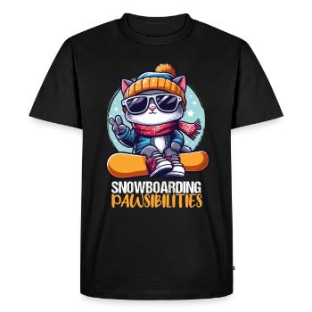 Chat de snowboard drôle avec des vêtements de lunettes de soleil - T-shirt Premium bio Homme - noir - Devant - Nico (187cm)