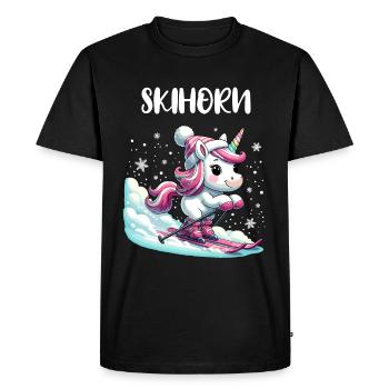 Mignon Licorne Ski Vacances Ski Piste Rose - T-shirt Premium bio Homme - noir - Devant - Nico (187cm)