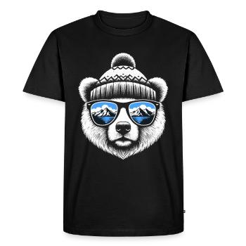 L’ours polaire avec un bonnet tricoté aime le ski et le snowboard - T-shirt Premium bio Homme - noir - Devant - Nico (187cm)