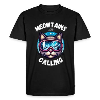 Cat, Snowboard, Skiing, Winter, Mountains, Ski Holidays - Men's Premium Organic T-Shirt - black - Front - Nico (187cm)