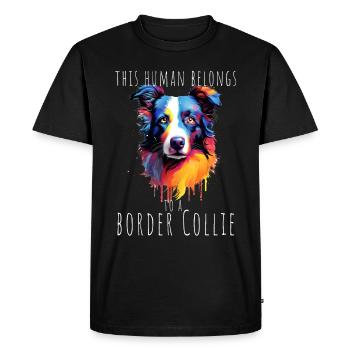 Cet humain appartient à un chien Border Collie - T-shirt Premium bio Homme - noir - Devant - Nico (187cm)