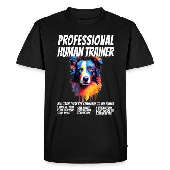 Dresseur humain professionnel Border Collie Dog - T-shirt Premium bio Homme - noir - Devant - Nico (187cm)