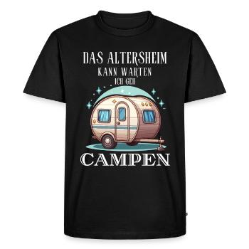 Camping Retiree Retirement Campsite Colleague Fun - Men's Premium Organic T-Shirt - black - Front - Nico (187cm)