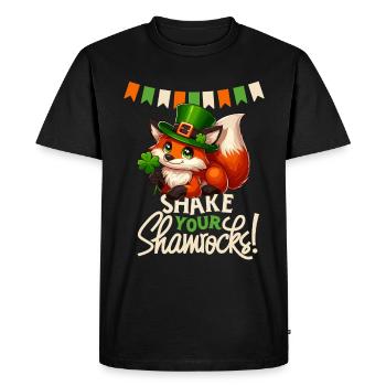 Fox St. Patrick's Day Ireland Irish Shamrock - Men's Premium Organic T-Shirt - black - Front - Nico (187cm)