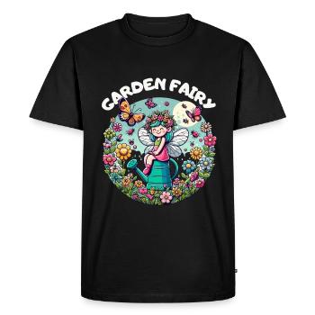 Jardin Jardin Fée, Jardinier, Arrosoir, Fleurs, Soleil - T-shirt Premium bio Homme - noir - Devant - Nico (187cm)