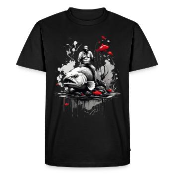 SURREAL FISHING ANGLER - Men's Premium Organic T-Shirt - black - Front - Nico (187cm)