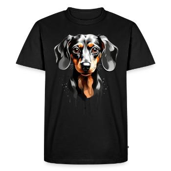 CHIEN TECKEL À POIL COURT TECKEL MIGNON - T-shirt Premium bio Homme - noir - Devant - Nico (187cm)