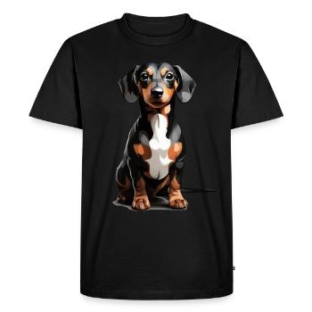 CHIEN TECKEL À POIL COURT TECKEL MIGNON - T-shirt Premium bio Homme - noir - Devant - Nico (187cm)