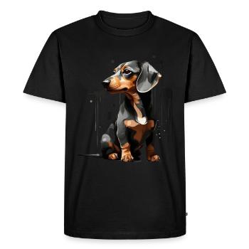 CHIEN TECKEL À POIL COURT TECKEL TECKEL - T-shirt Premium bio Homme - noir - Devant - Nico (187cm)