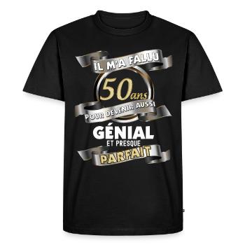 Anniversaire 50 Ans Homme Parfait Papa Tonton - T-shirt Premium bio Homme - noir - Devant - Nico (187cm)